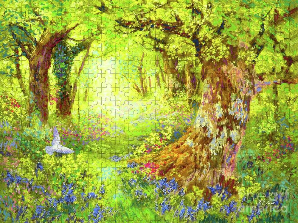 Landscape Puzzle featuring the painting Light of Life by Jane Small