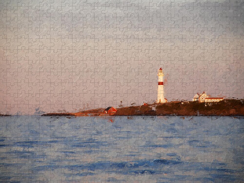 Lighthouse Jigsaw Puzzle featuring the digital art Torungen lighthouse by Geir Rosset