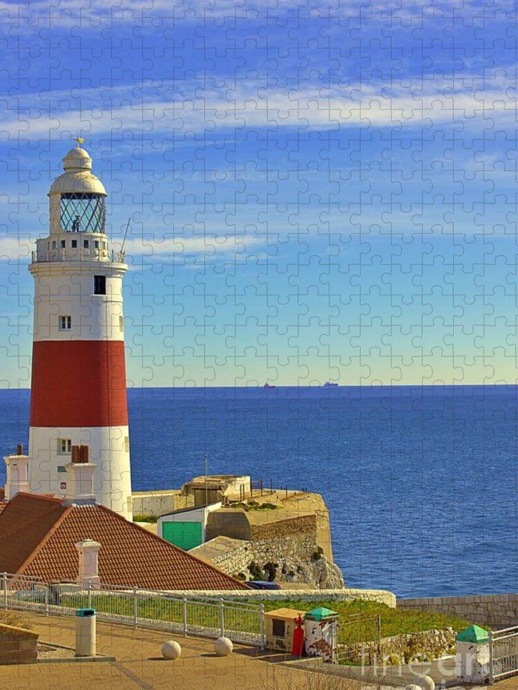 Gibraltar Jigsaw Puzzle featuring the photograph Lighthouse on Gibraltar by Yvonne M Smith