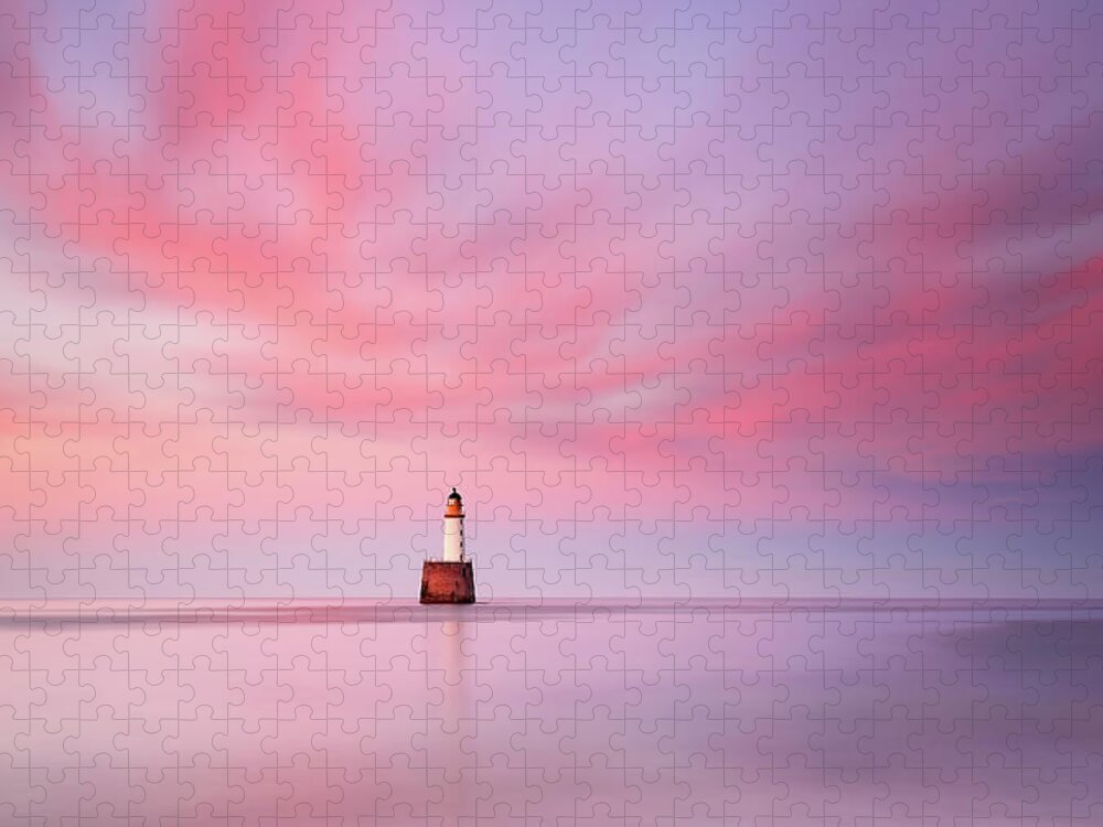 Rattray Head Lighthouse Jigsaw Puzzle featuring the photograph Lighthouse Sunset by Grant Glendinning