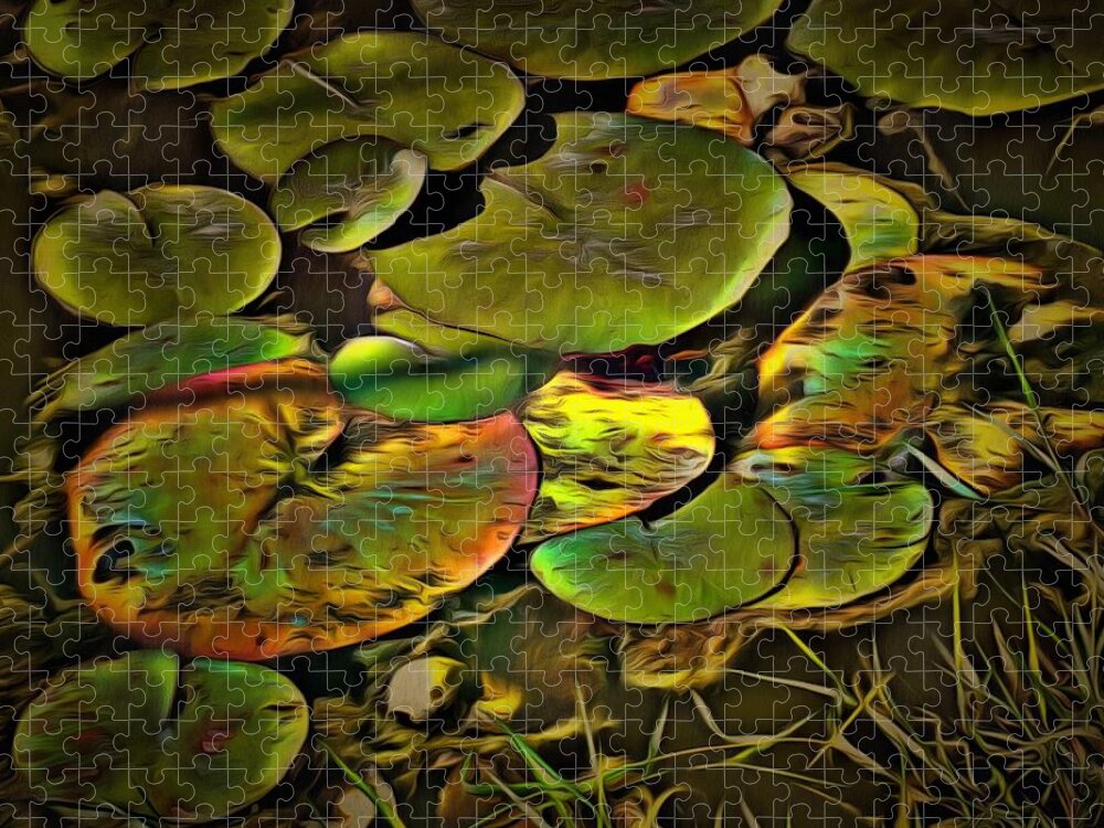 Lily Jigsaw Puzzle featuring the mixed media Lily Pads by Christopher Reed