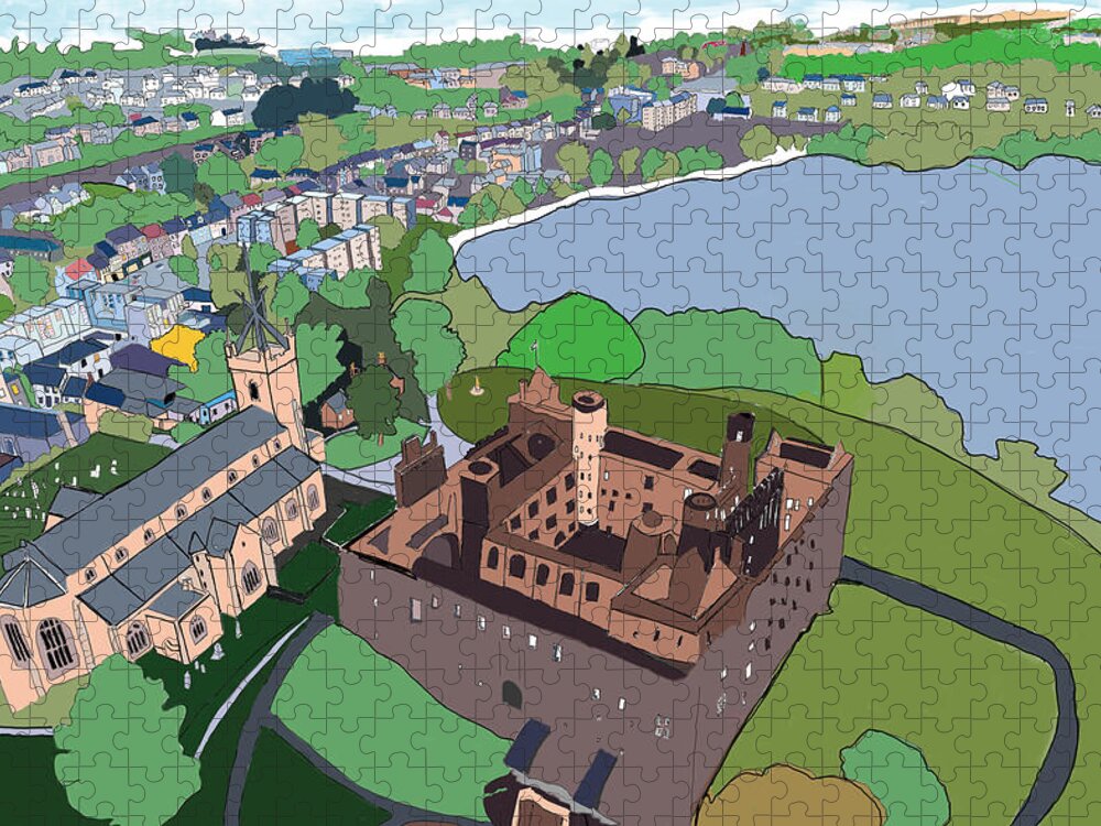 Linlithgow Jigsaw Puzzle featuring the digital art Linlithgow Palace by John Mckenzie