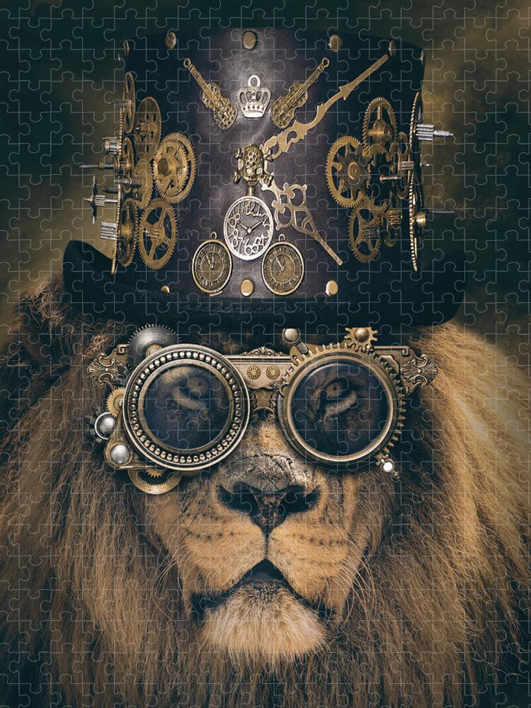 Lion Steampunk Print Vintage Dictionary Page Wall Art Picture Animal Top Hat 