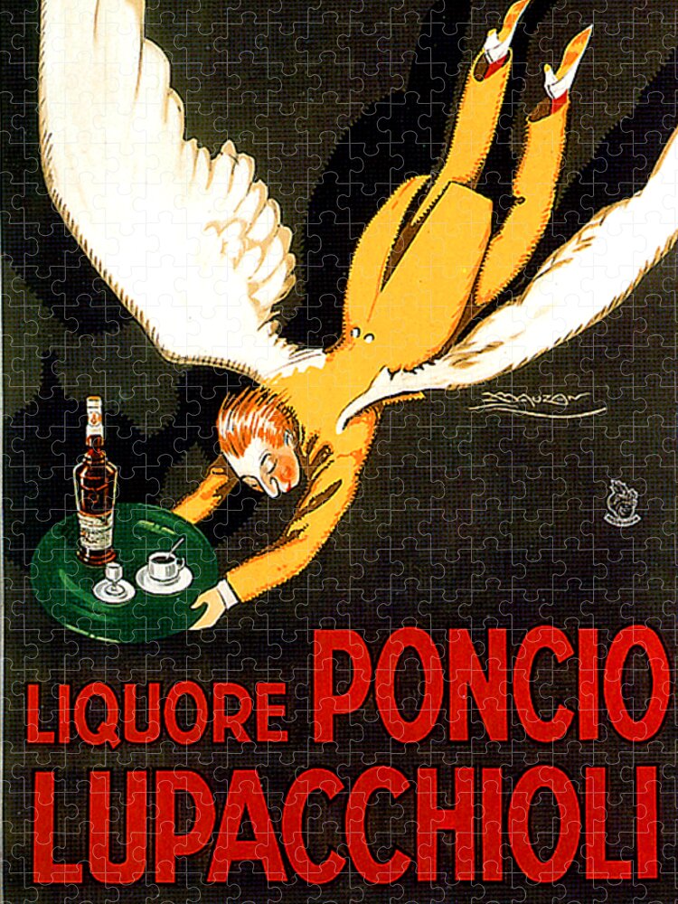 Liquore Poncio Lupacchioli Jigsaw Puzzle featuring the painting Liquore Poncio Lupacchioli Advertising Poster by Lucien Achille Mauzan