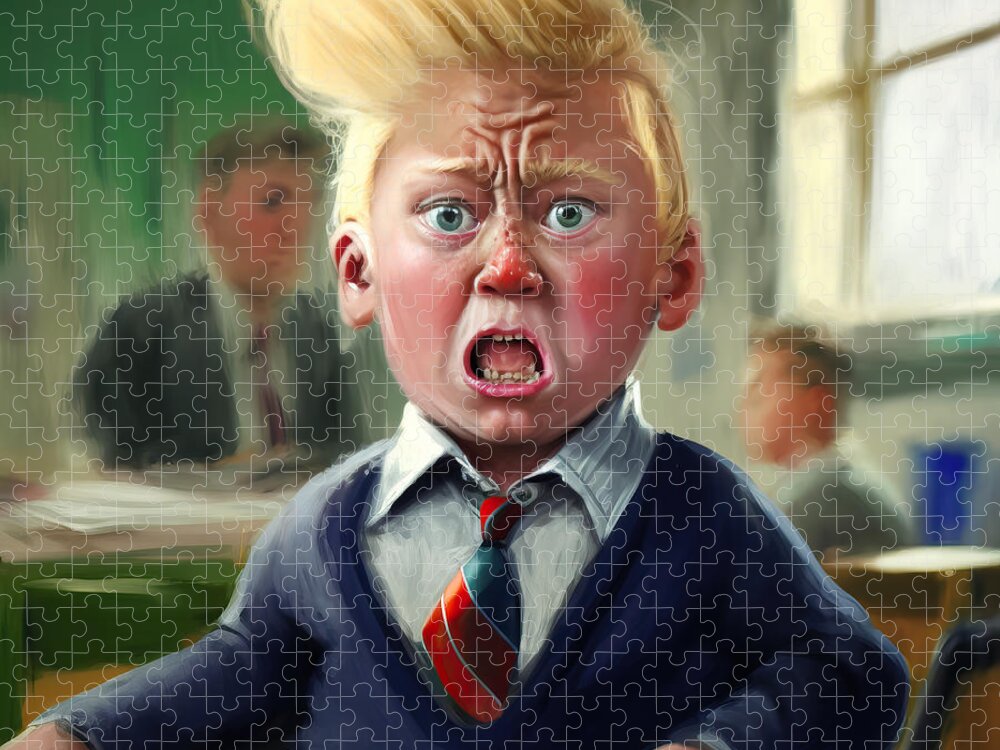 Young Jigsaw Puzzle featuring the painting Little Donald No.3 by My Head Cinema