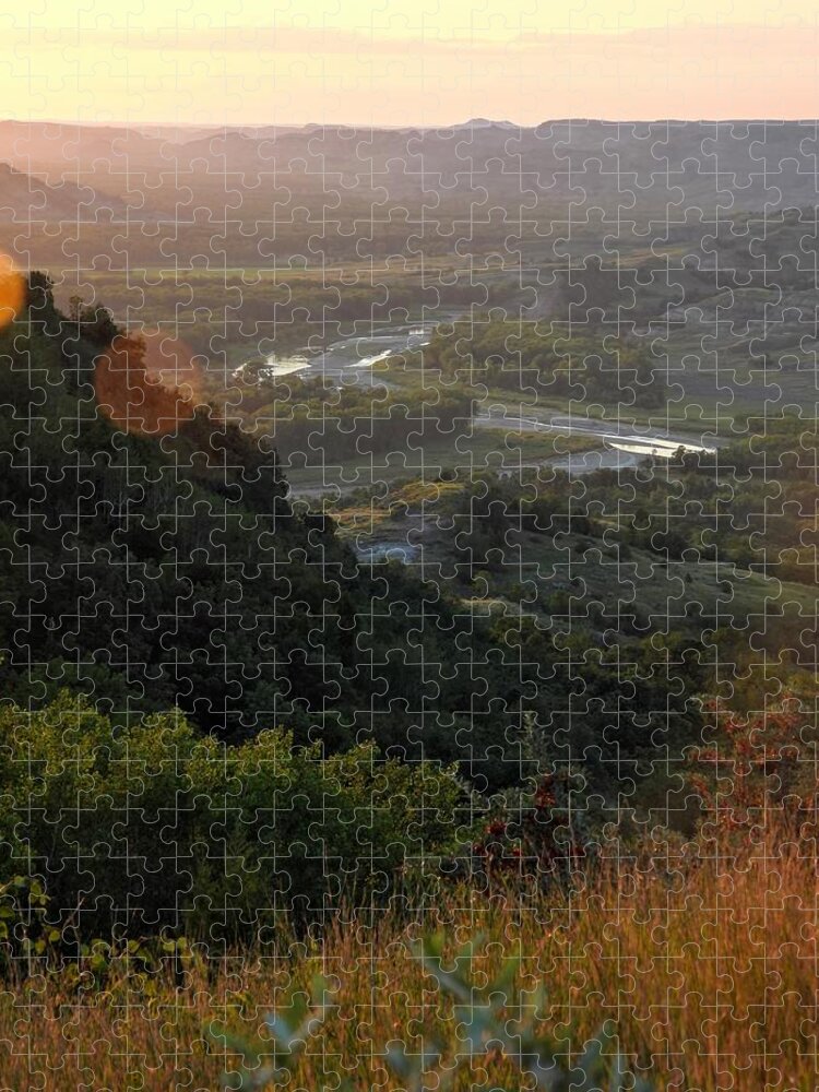 Sunset Jigsaw Puzzle featuring the photograph Little Missouri River Sunset by Amanda R Wright