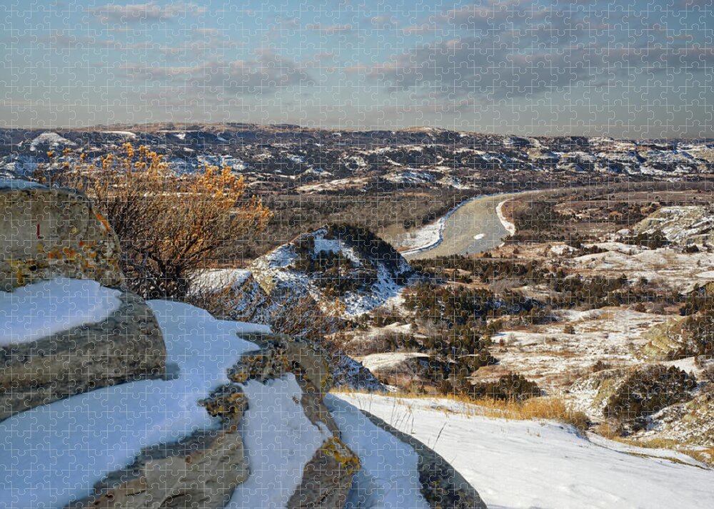 Little Missouri Jigsaw Puzzle featuring the photograph Little Missouri viewed from overlook at Theodore Roosevelt National Park - North Unit by Peter Herman