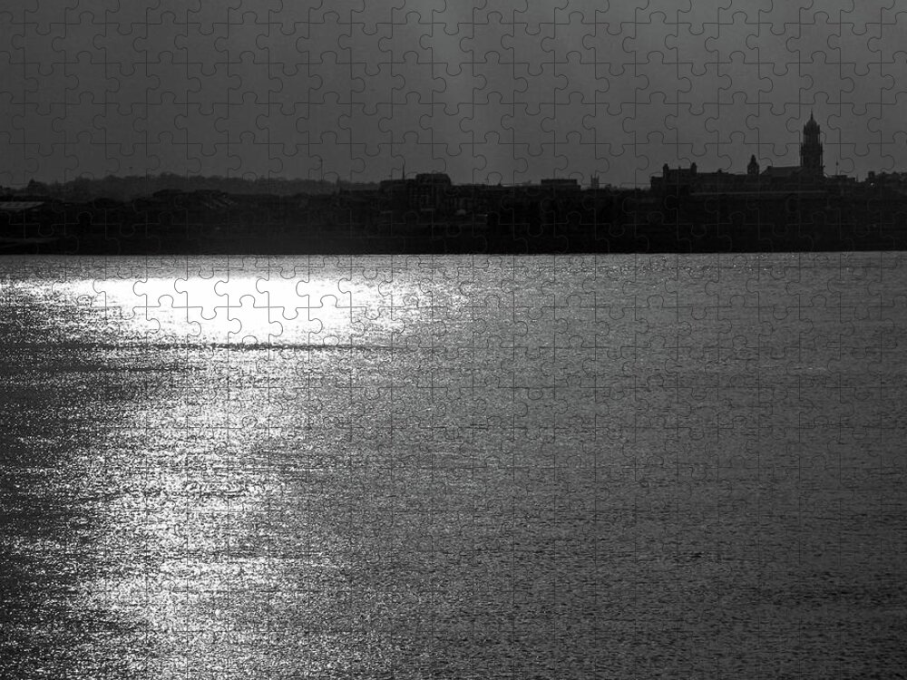 Liverpool Jigsaw Puzzle featuring the photograph LIVERPOOL. River Mersey. Sunlight. by Lachlan Main