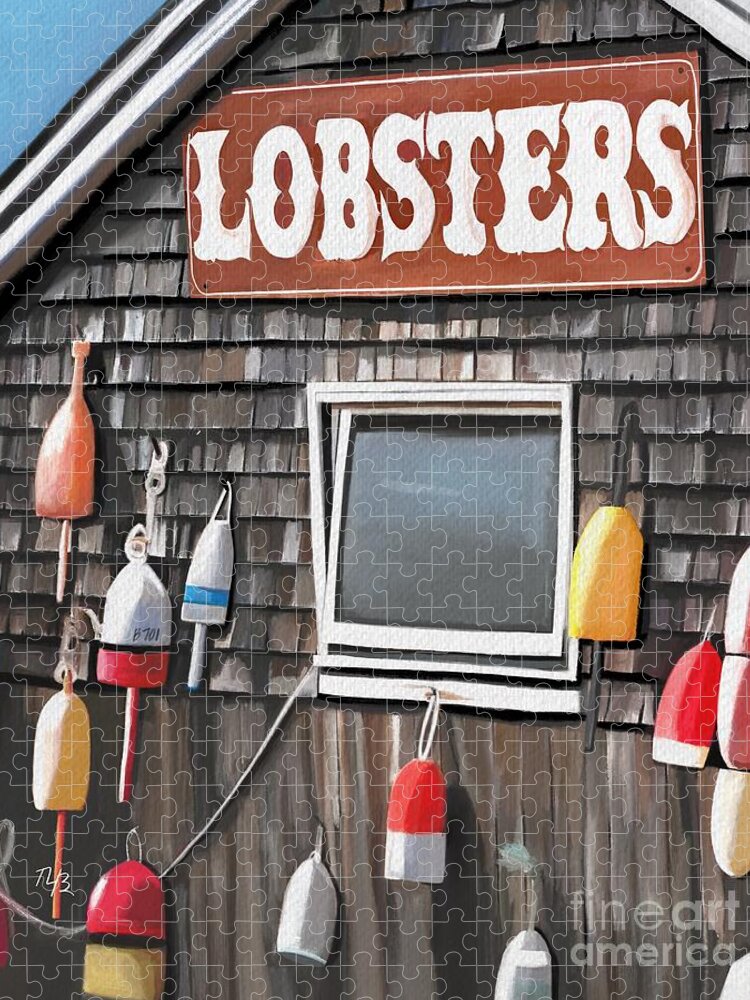 Lobsters Jigsaw Puzzle featuring the painting Lobster Shack by Tammy Lee Bradley