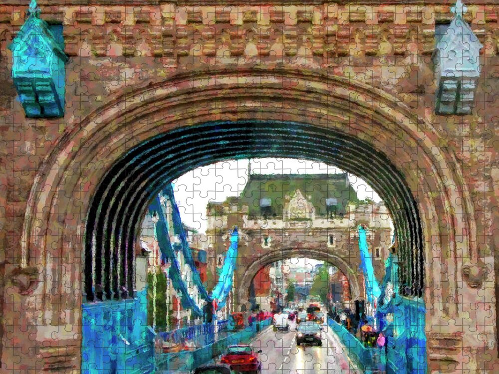London Bridge Jigsaw Puzzle featuring the digital art London Bridge by SnapHappy Photos