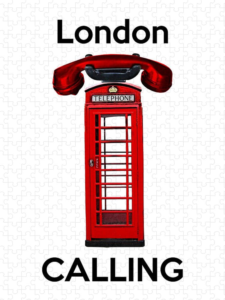 London Calling Jigsaw Puzzle featuring the digital art London Calling Phone Booth by Madame Memento
