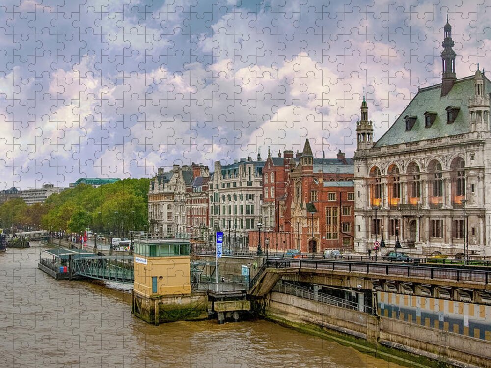 London Jigsaw Puzzle featuring the digital art London - The Thames River by SnapHappy Photos