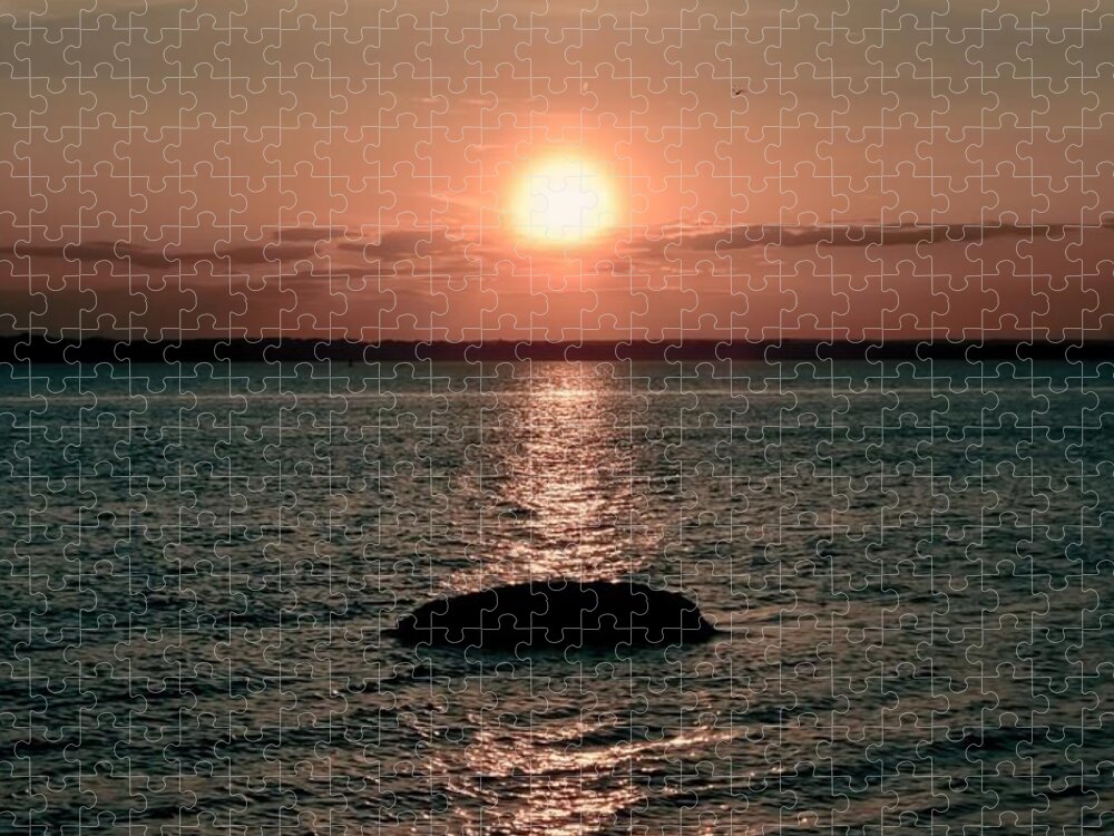 Lone Rock In The Sun Jigsaw Puzzle featuring the photograph Lone Rock in the Sun by Christina McGoran