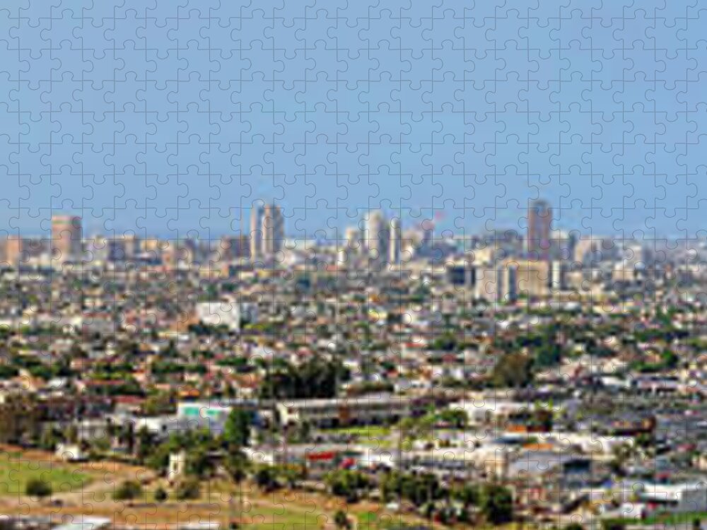 Long Beach Jigsaw Puzzle featuring the photograph Long Beach Panoramic View from Signal Hill by Gunther Allen