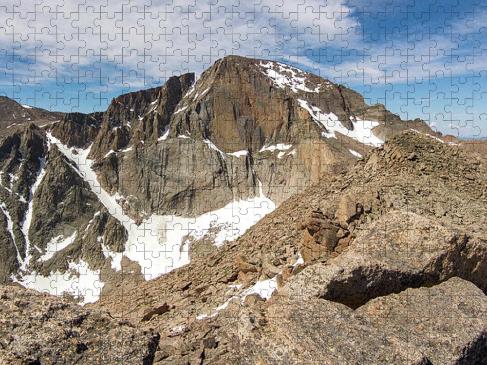 Longs Peak Jigsaw Puzzle featuring the photograph Longs Peak Diamond Panorama by Aaron Spong