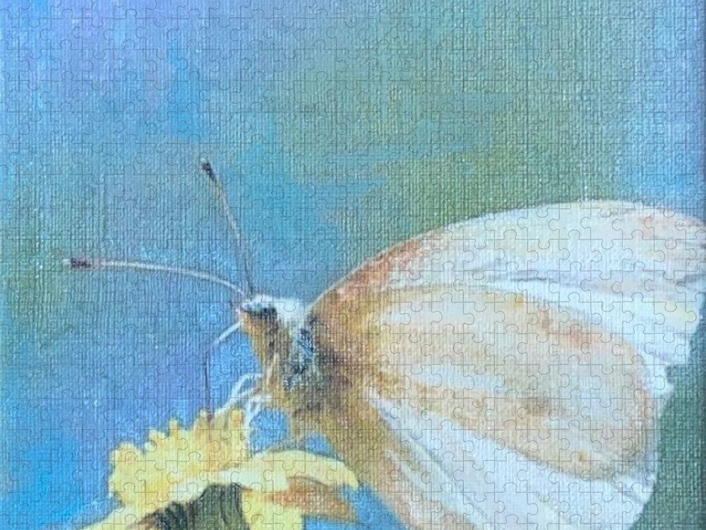 Moth Jigsaw Puzzle featuring the painting Looking Ahead by Cara Frafjord