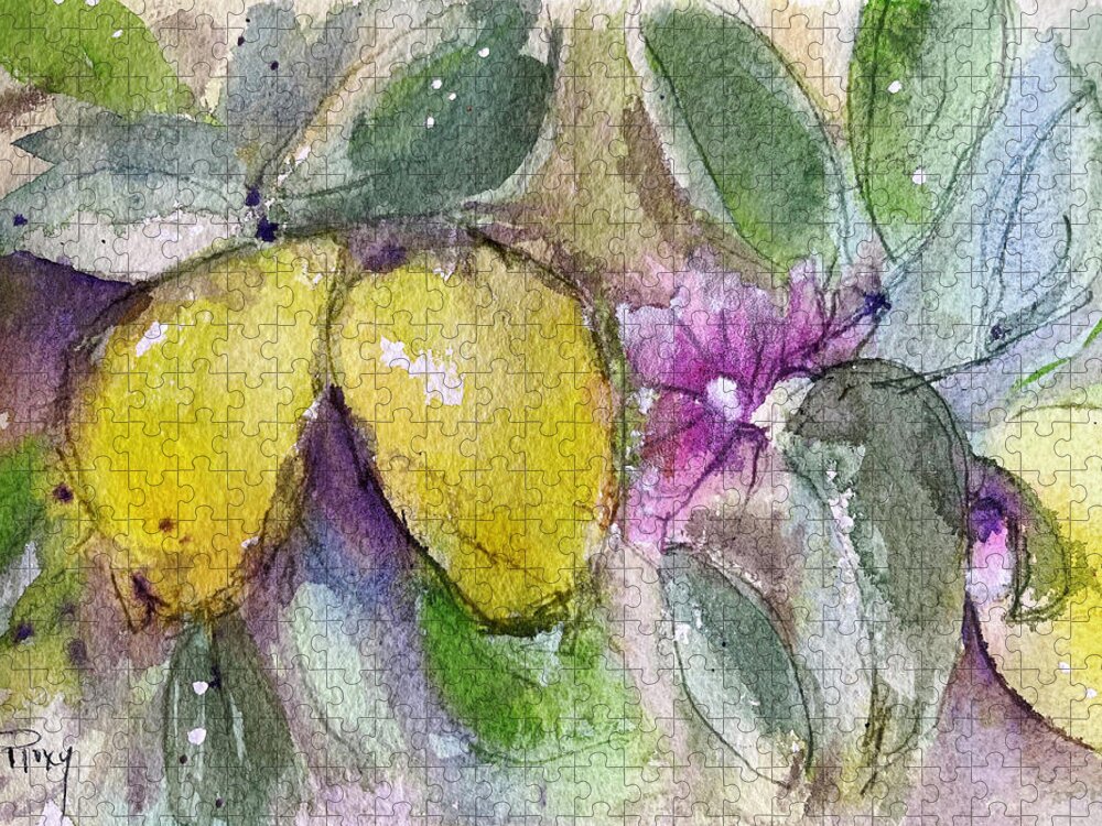 Lemons Jigsaw Puzzle featuring the painting Loose Lemons by Roxy Rich
