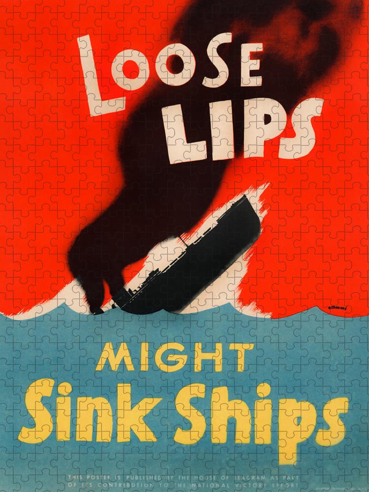 Loose Lips Jigsaw Puzzle featuring the painting Loose Lips Might Sink Ships by War Is Hell Store