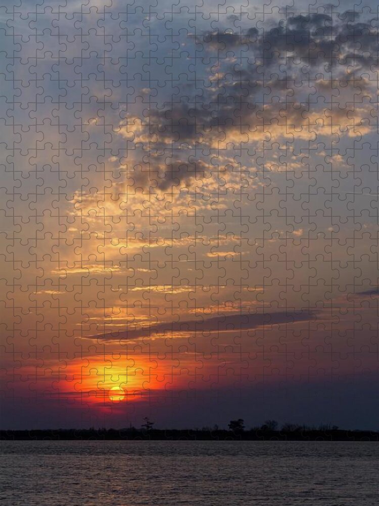 Sunset Jigsaw Puzzle featuring the photograph Lost in Wispy Clouds by Liza Eckardt