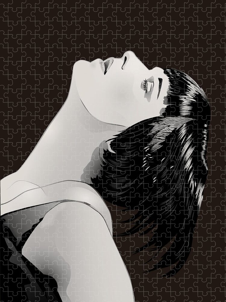 Louise Brooks Official Jigsaw Puzzle featuring the digital art Louise Brooks in Berlin - Ebony Tenebrous by Louise Brooks