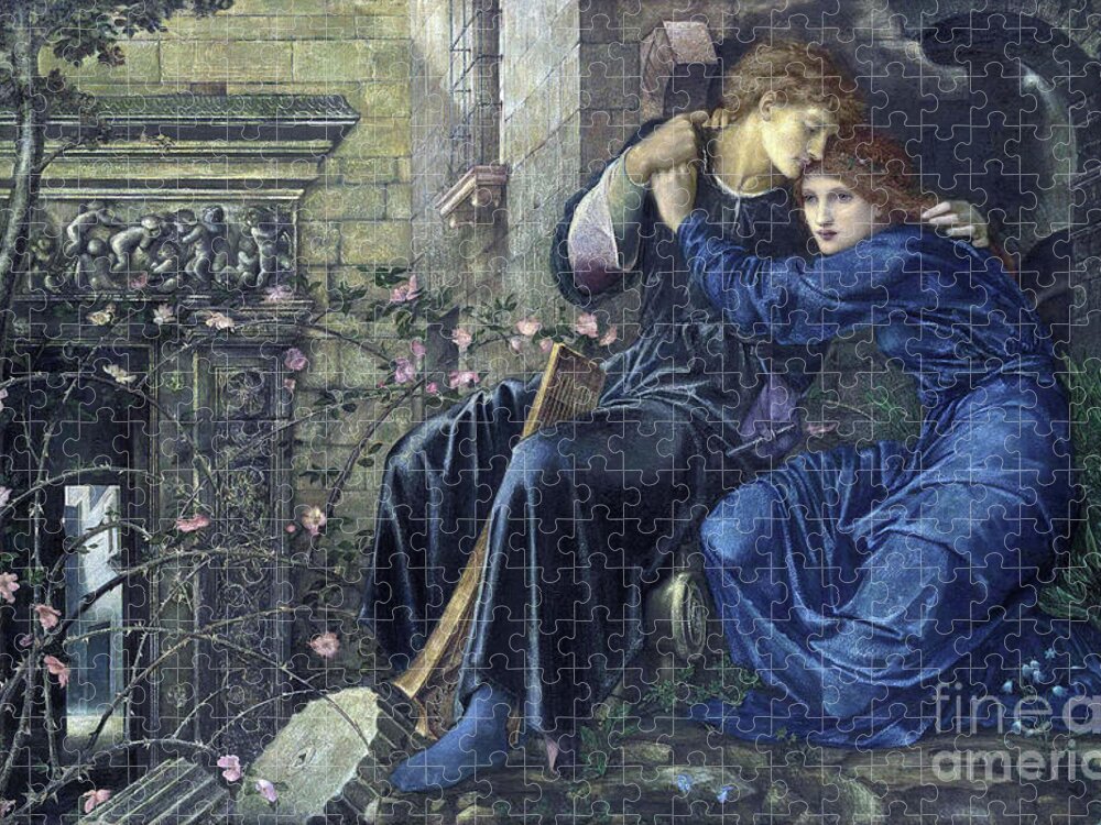 Pre-raphaelite Jigsaw Puzzle featuring the painting Love among the Ruins 1870 by Edward Coley Burne Jones