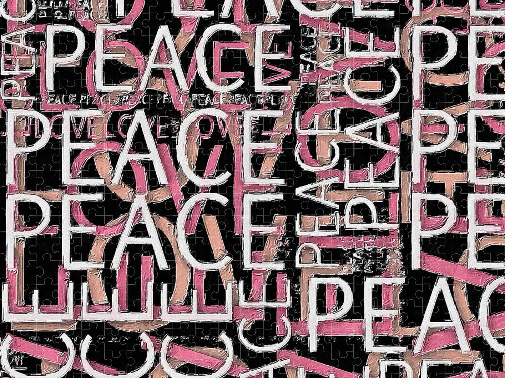 Heart Jigsaw Puzzle featuring the painting Love and Peace Flower Hippie Lover Beautiful Cute Funny Gift Words by Tony Rubino