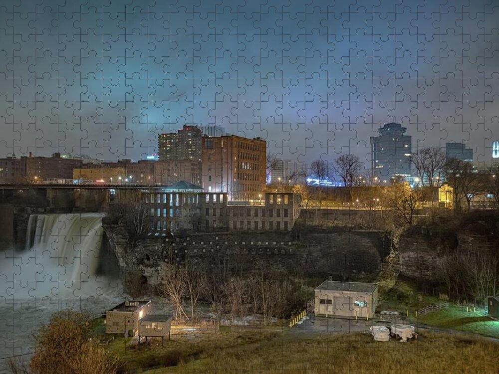 Waterfall Jigsaw Puzzle featuring the photograph Low Clouds over High Falls by Guy Coniglio