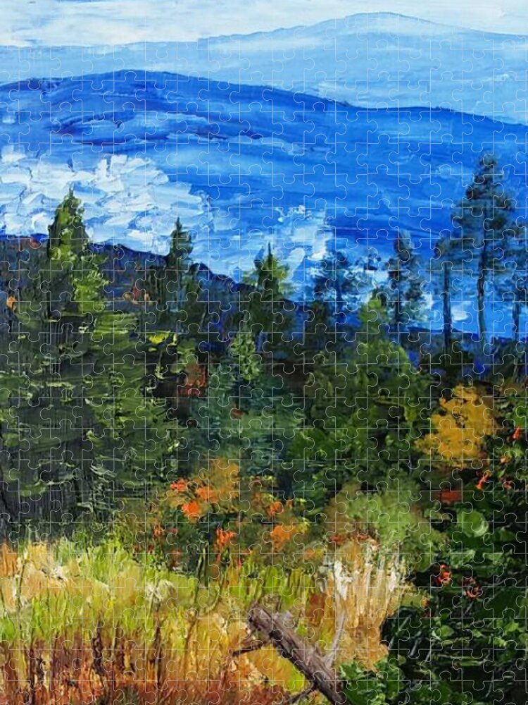 Clouds Jigsaw Puzzle featuring the painting Low Hanging Clouds by Joanne Stowell