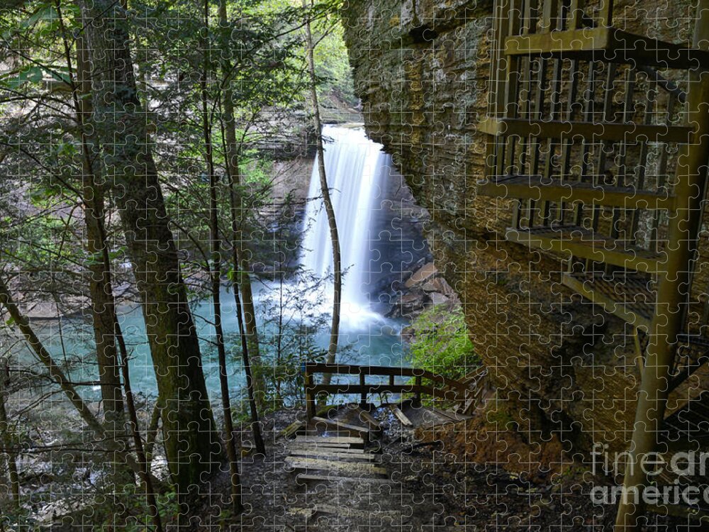Greeter Falls Jigsaw Puzzle featuring the photograph Lower Greeter Falls 1 by Phil Perkins