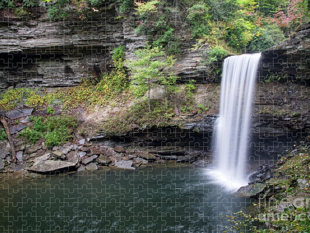Greeter Falls Jigsaw Puzzle featuring the photograph Lower Greeter Falls 10 by Phil Perkins