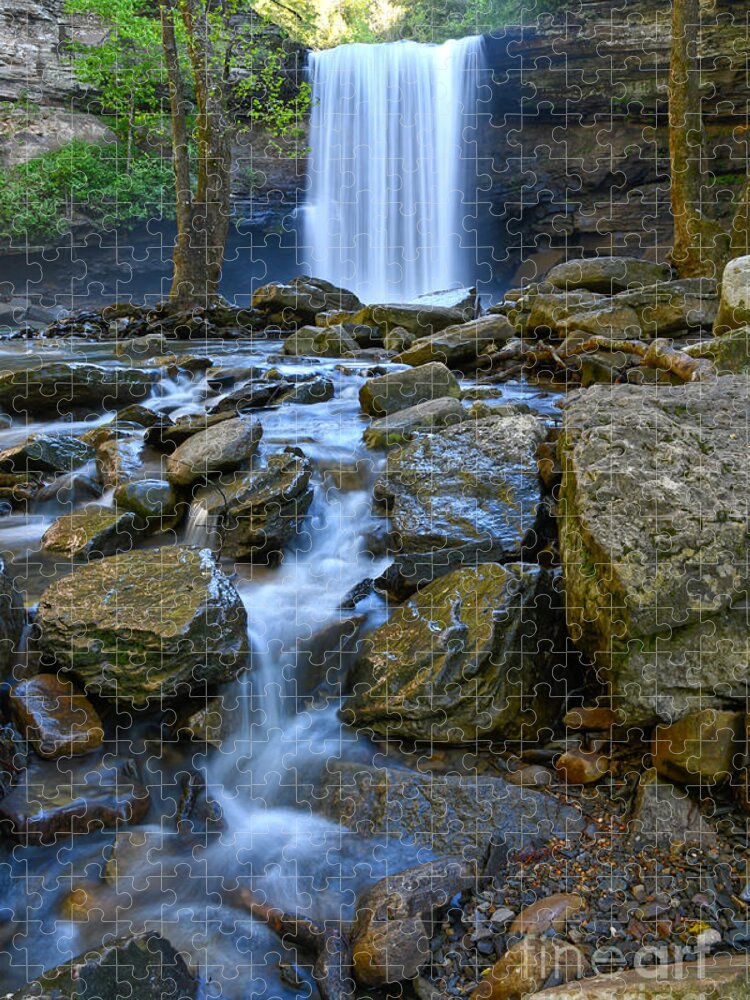 Greeter Falls Jigsaw Puzzle featuring the photograph Lower Greeter Falls 8 by Phil Perkins