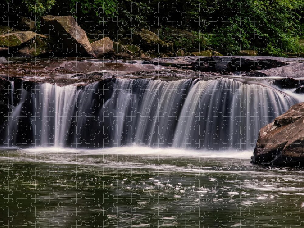 Waterfall Jigsaw Puzzle featuring the photograph Lower Swallow falls center section by Flees Photos
