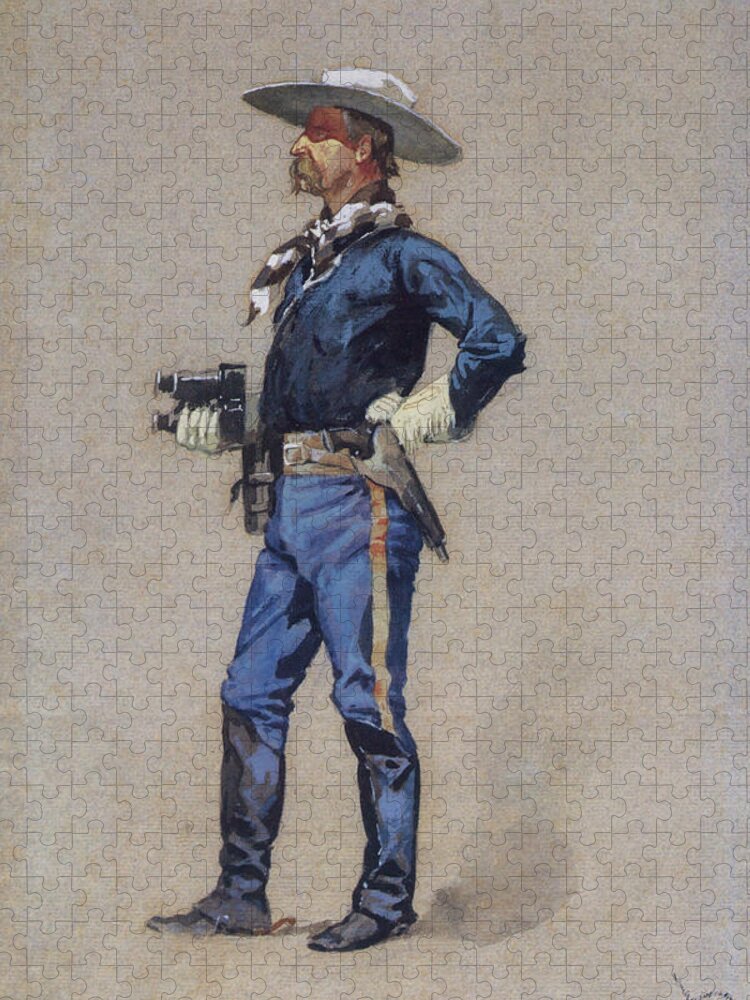Frederic Remington Jigsaw Puzzle featuring the drawing Lt Carter Johnson by Frederic Remington