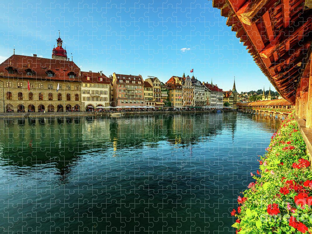 Lucerne Jigsaw Puzzle featuring the photograph Lucerne Chapel Bridge by Benny Marty