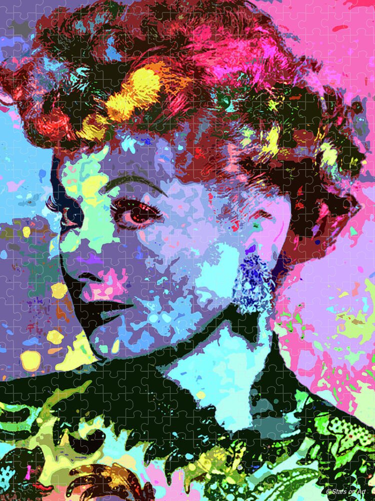 Lucille Ball Jigsaw Puzzle featuring the digital art Lucille Ball psychedelic portrait by Movie World Posters