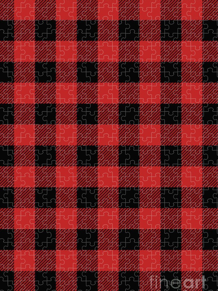 Lumberjack Jigsaw Puzzle featuring the photograph Lumberjack Plaid Red by Edward Fielding