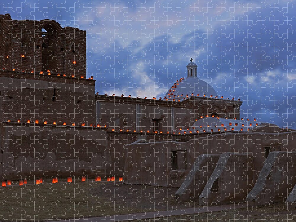 Tom Daniel Jigsaw Puzzle featuring the photograph Luminarias and Buttresses by Tom Daniel