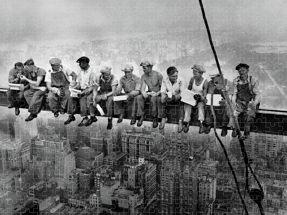 Lunch Atop A Skyscraper Jigsaw Puzzle featuring the painting Lunch Atop a Skyscraper, New York Construction, 1932 by Historical Photo