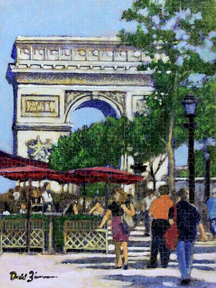 Paris Jigsaw Puzzle featuring the painting Lunch on the Boulevard by David Zimmerman