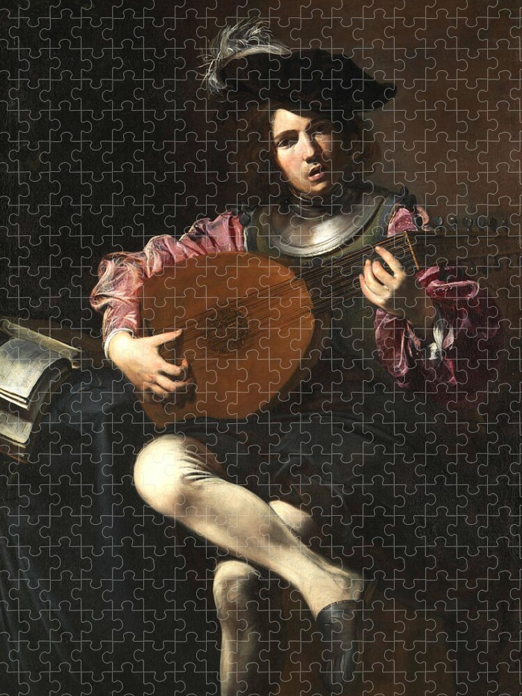Lute Jigsaw Puzzle featuring the painting Lute Player by Long Shot