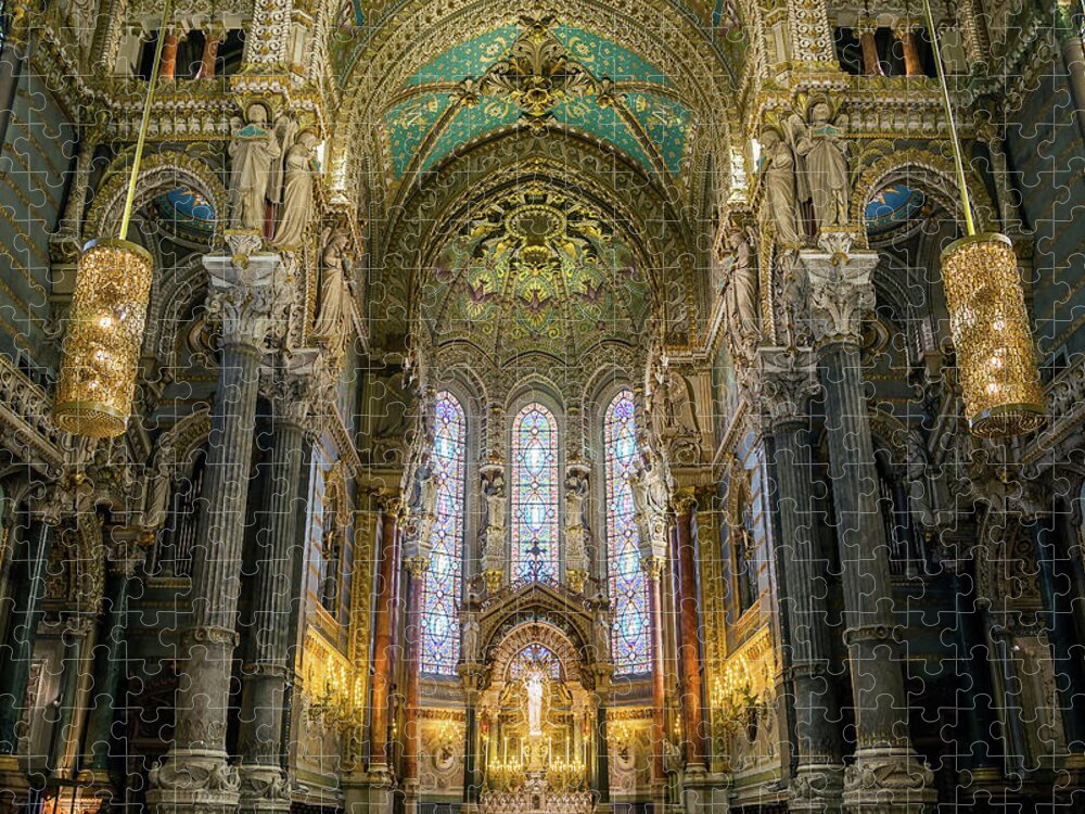 France Jigsaw Puzzle featuring the photograph Lyon - Notre-Dame de Fourviere basilica by Olivier Parent