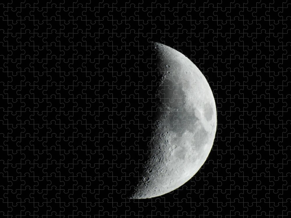 Moon Jigsaw Puzzle featuring the photograph M Mouse on Quarter Moon by Russ Considine