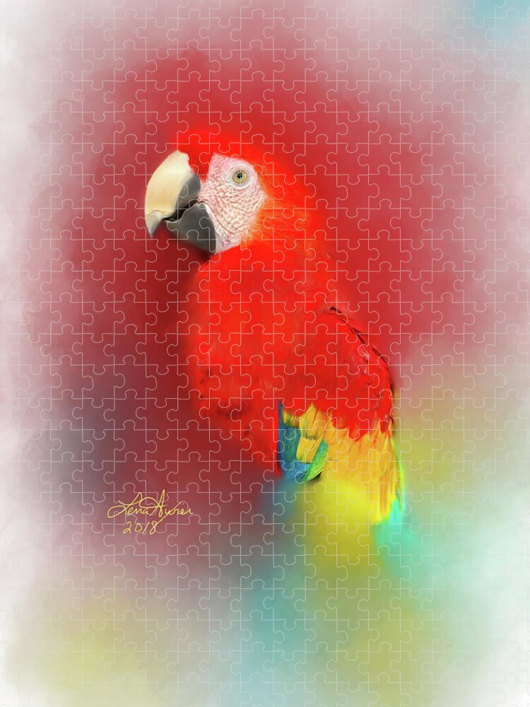 Macaw Jigsaw Puzzle featuring the digital art Macaw by Lena Auxier