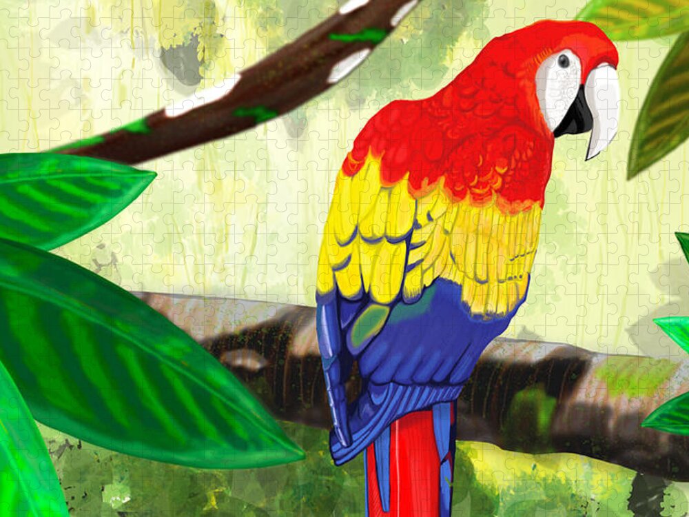 Digital Jigsaw Puzzle featuring the digital art Macaw by Rose Lewis