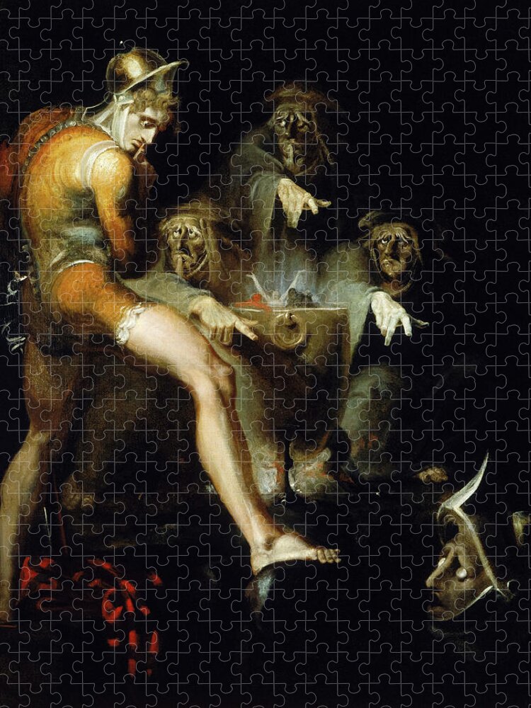 Henry Fuseli Jigsaw Puzzle featuring the painting Macbeth Consulting the Vision of the Armed Head by Henry Fuseli