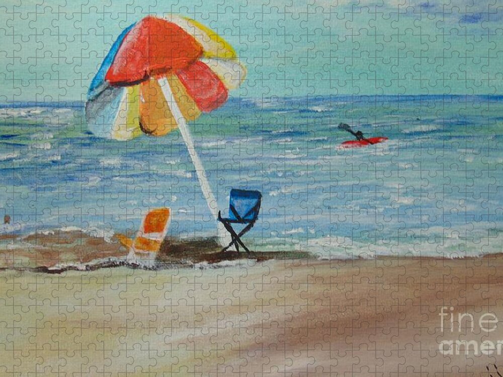 Sand Jigsaw Puzzle featuring the painting MacDill Marina by Saundra Johnson