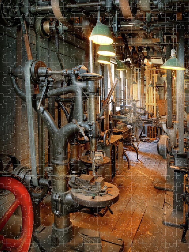 Machinist Jigsaw Puzzle featuring the photograph Machinist - Down a narrow worksop by Mike Savad