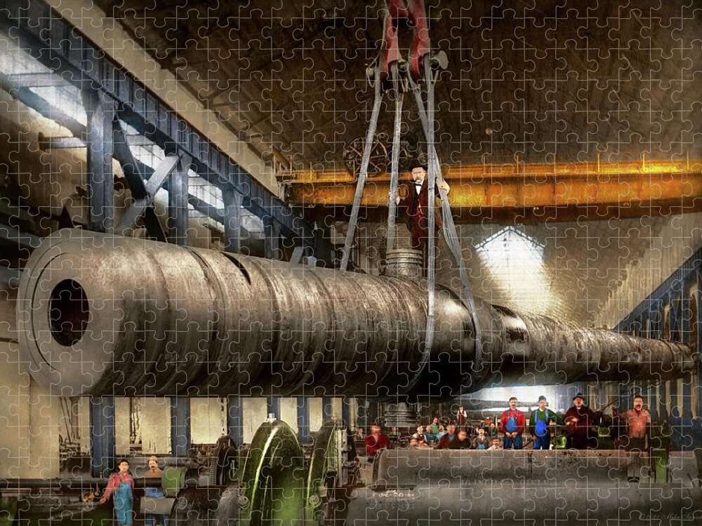 Machinist Jigsaw Puzzle featuring the photograph Machinist - Gun - The Watervliet Arsenal 1910 by Mike Savad