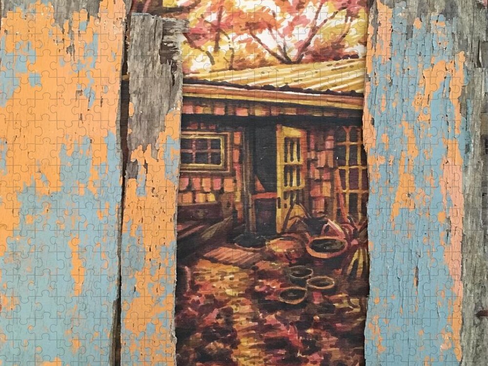 Woods Jigsaw Puzzle featuring the mixed media Marc's Shack 1 by Matthew Lazure
