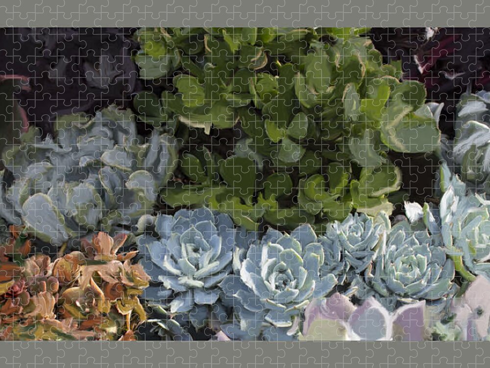 Succulents Jigsaw Puzzle featuring the digital art Magical Succulents by Beth Cornell